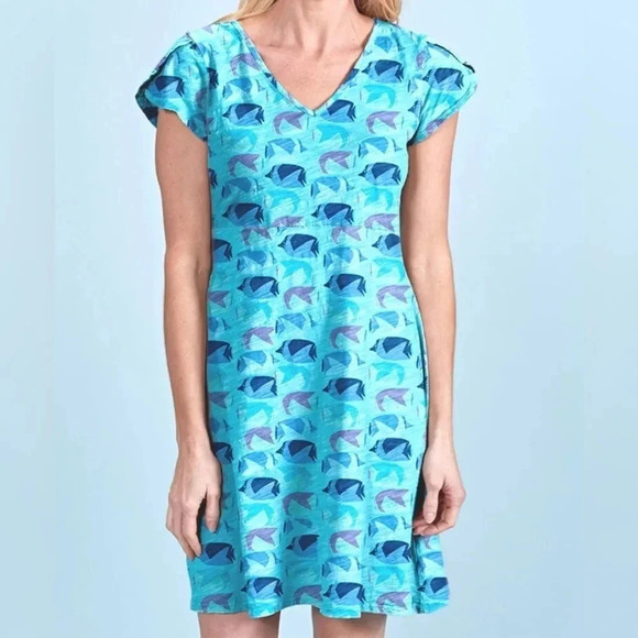 fresh produce Dresses & Skirts - Fresh Produce Luna Blue Amelia Fish School Jersey Cotton Dress